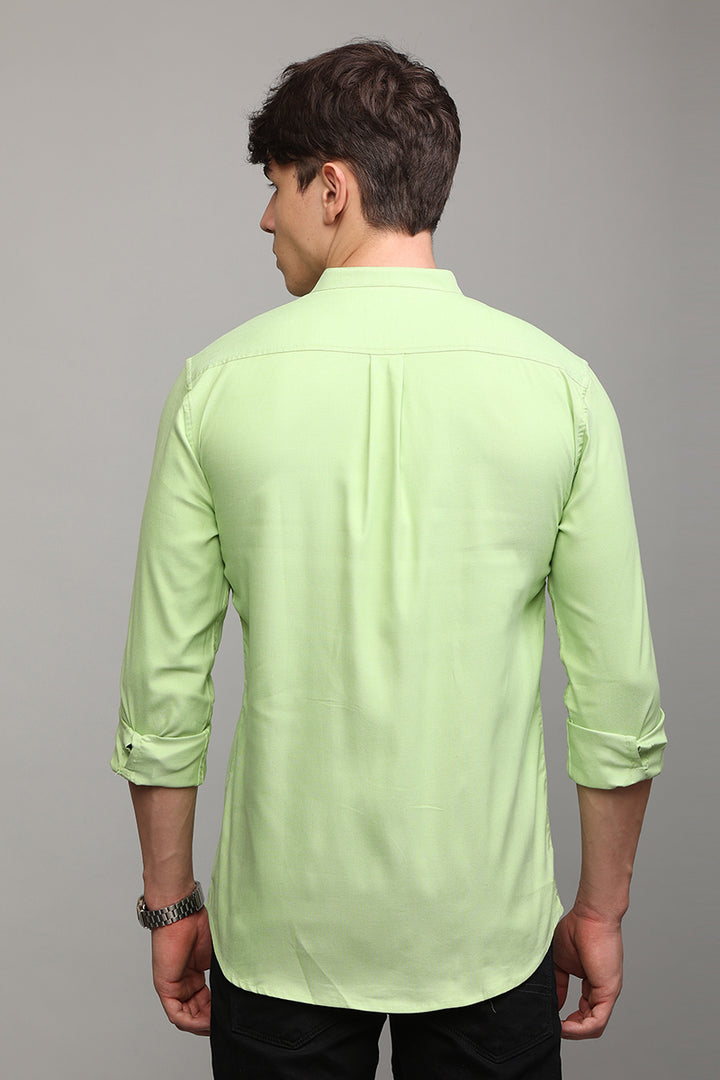 Standup Collar Green Shirt