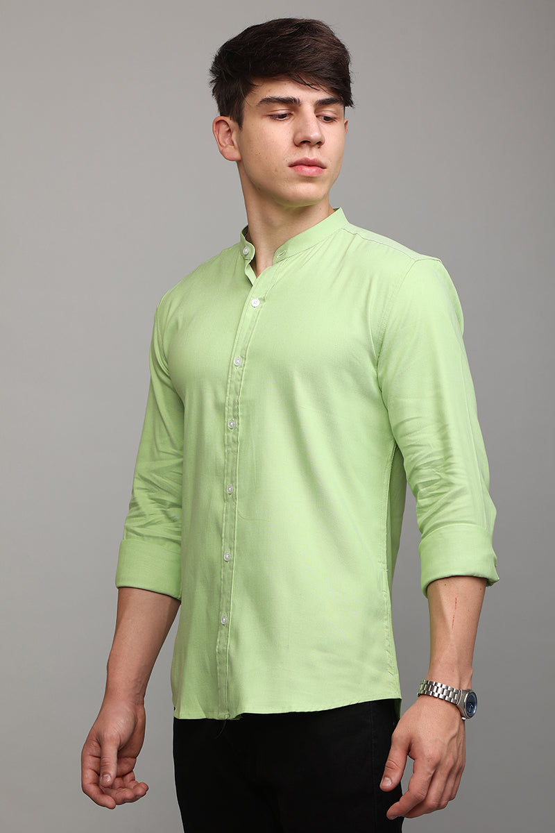 Standup Collar Green Shirt