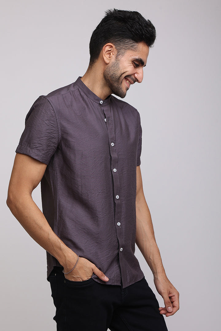 Crumple Plum Grey Shirt