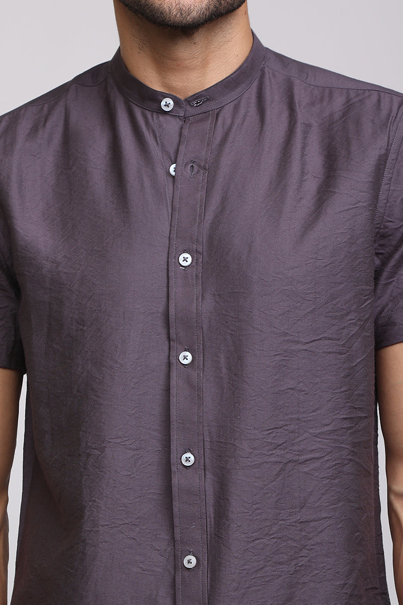 Crumple Plum Grey Shirt