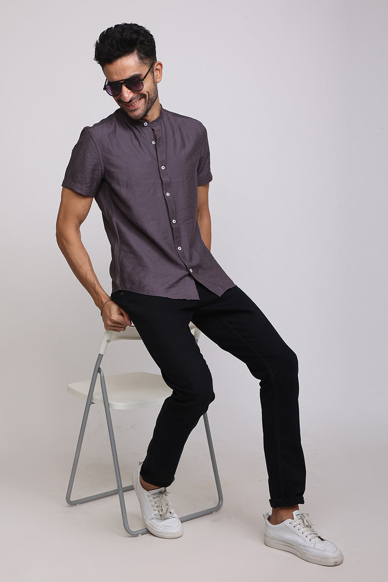 Crumple Plum Grey Shirt