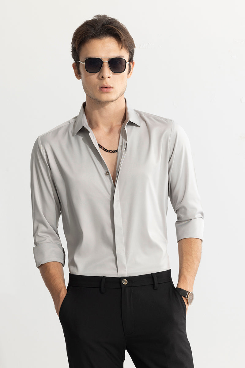 Buy Men's Satiny Ash Grey Shirt Online | SNITCH