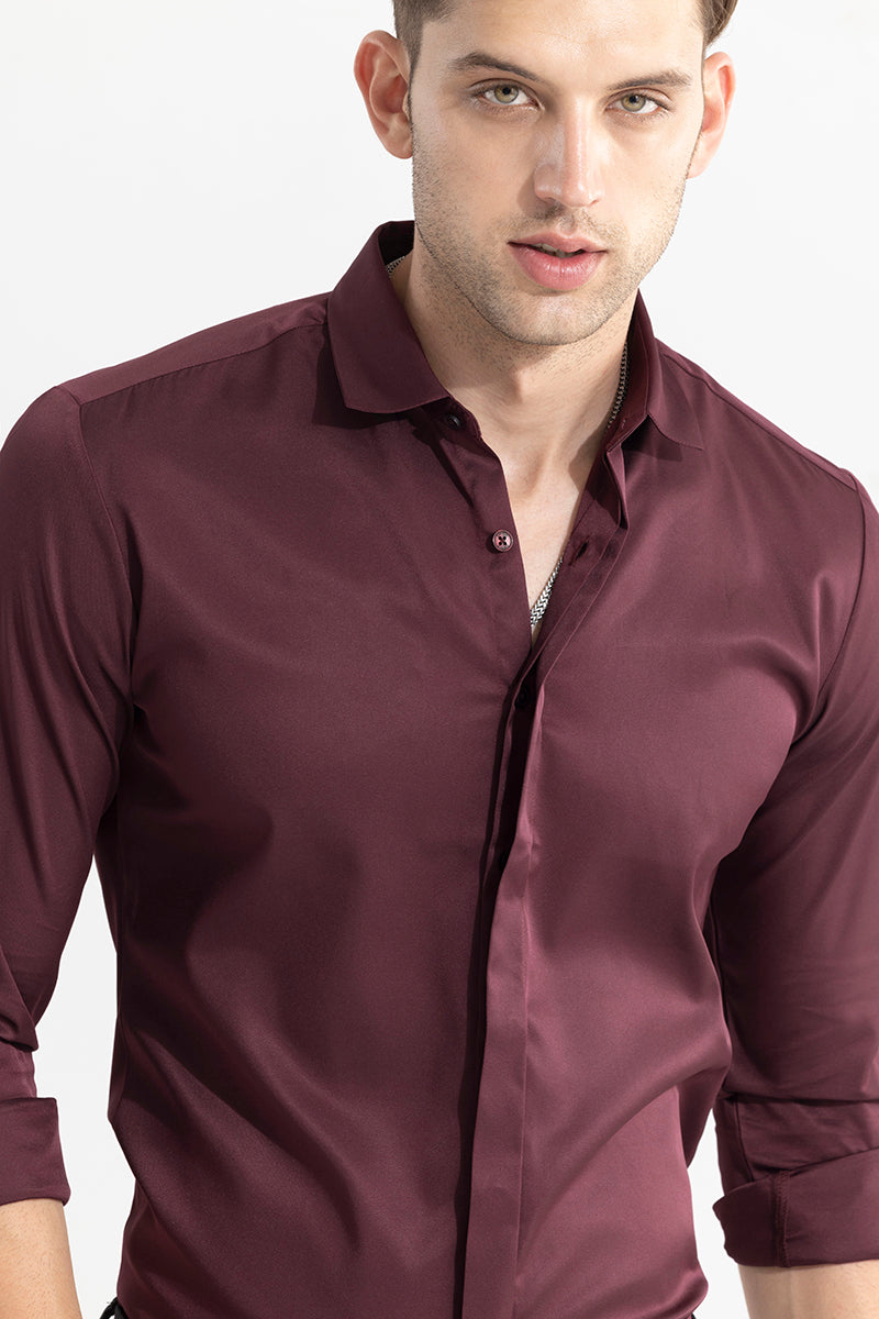 Satiny Dark Maroon Shirt