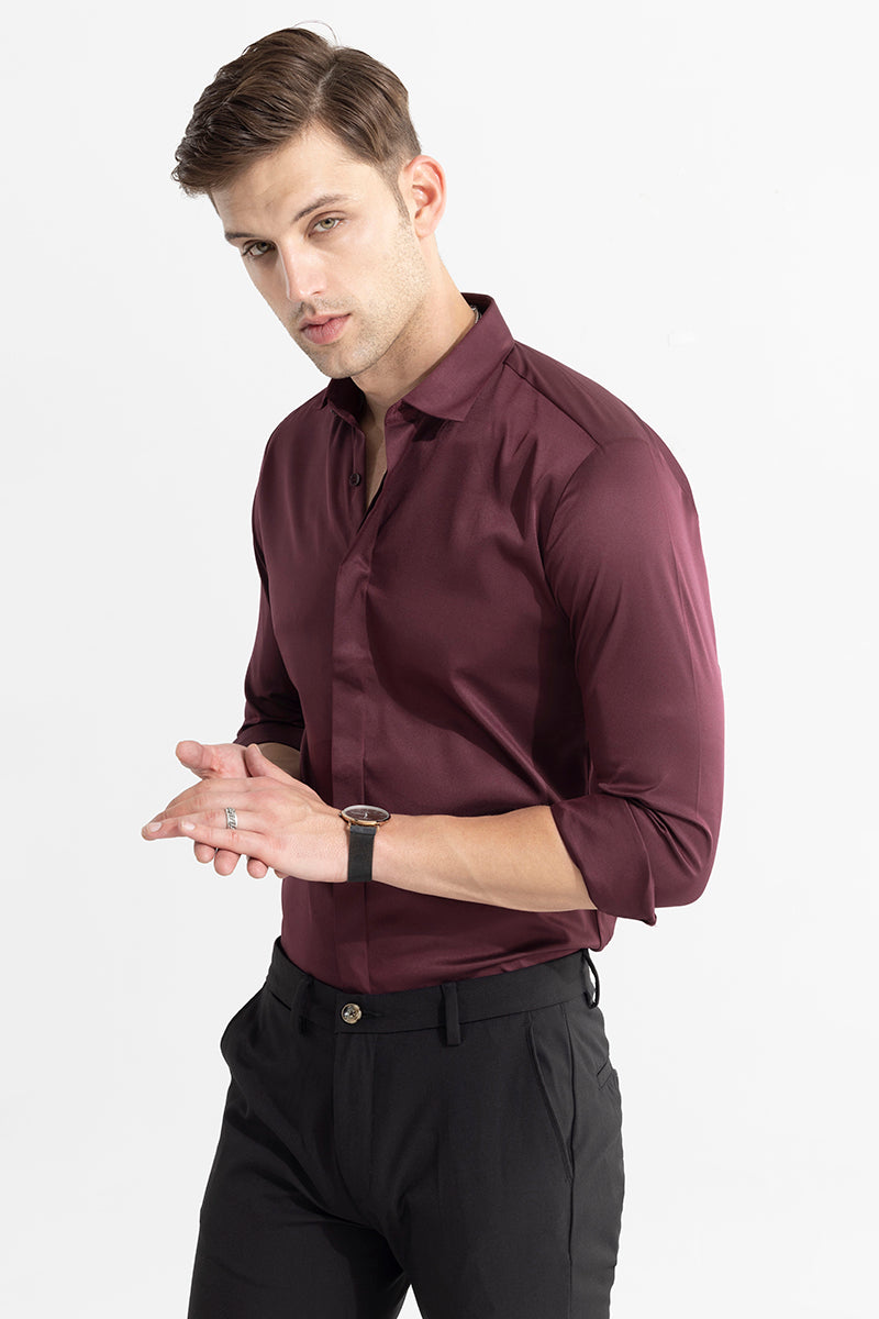 Satiny Dark Maroon Shirt