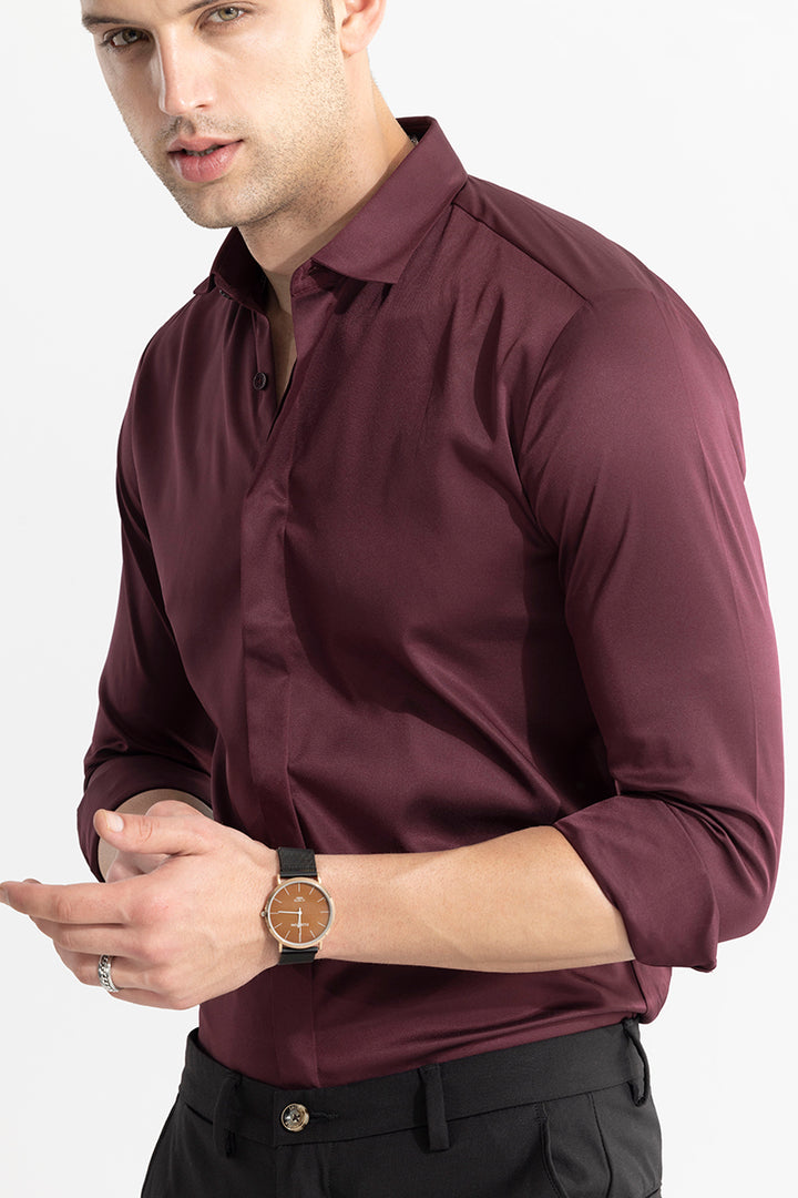 Satiny Dark Maroon Shirt