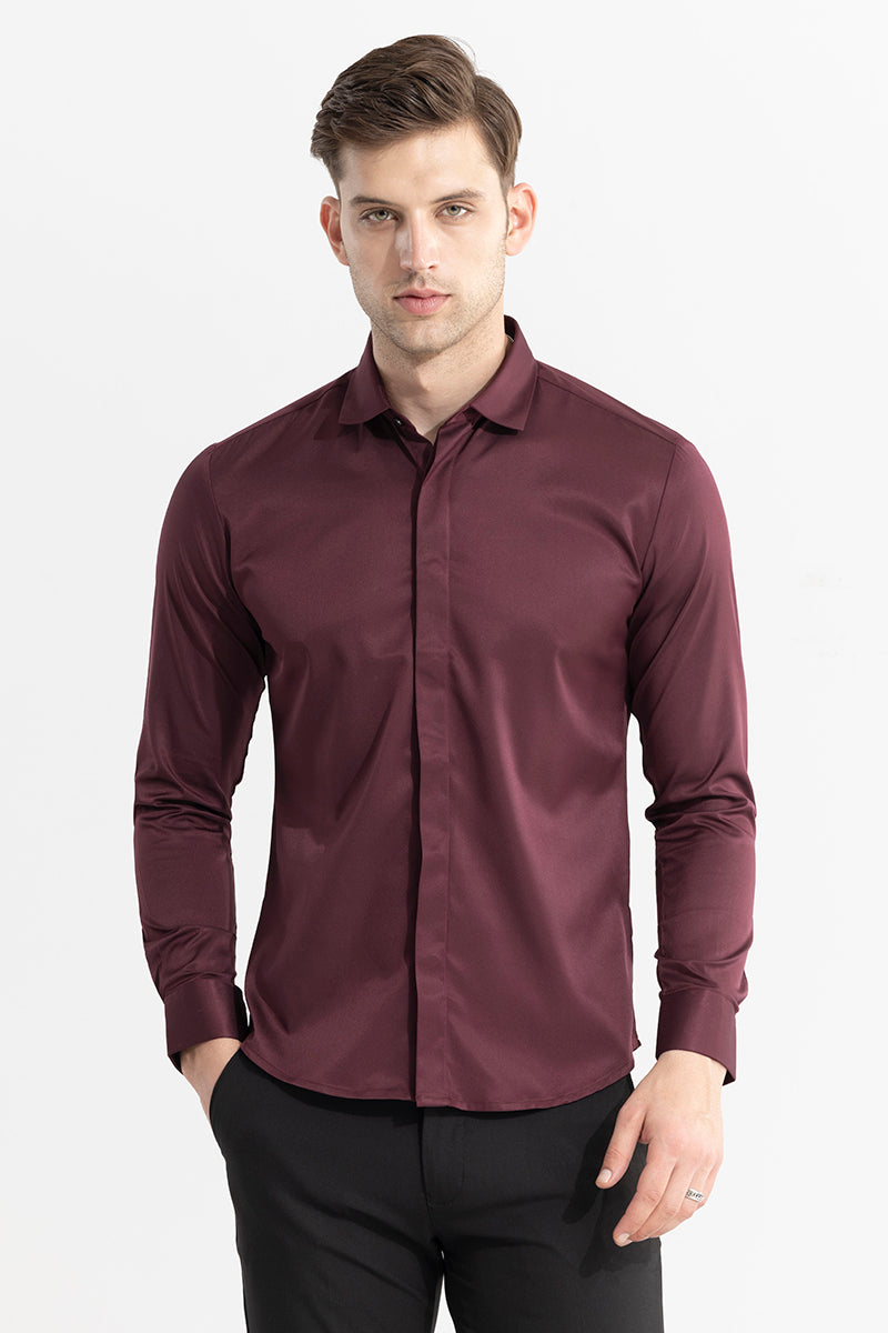 Satiny Dark Maroon Shirt