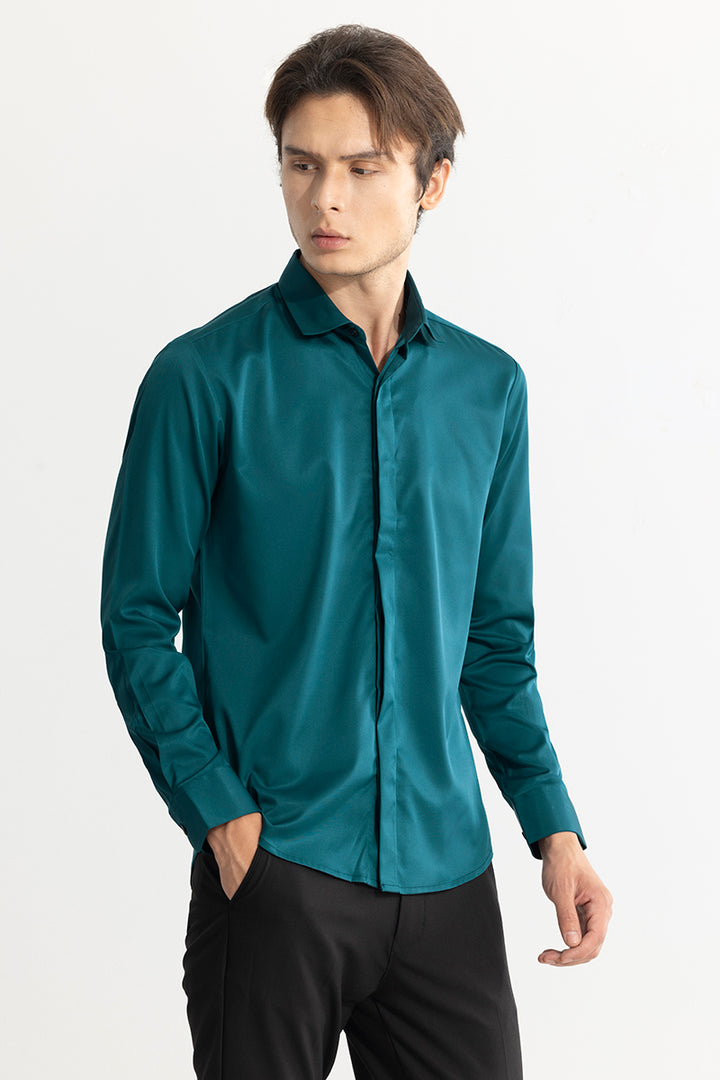 Satiny Teal Green Shirt