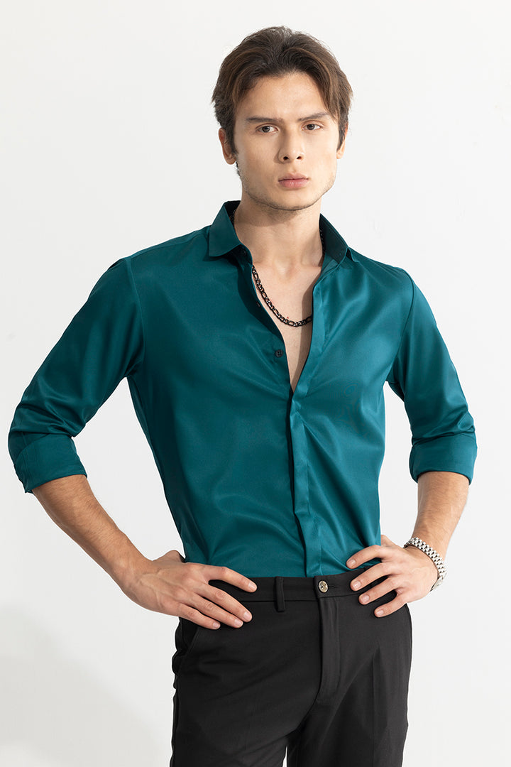 Satiny Teal Green Shirt