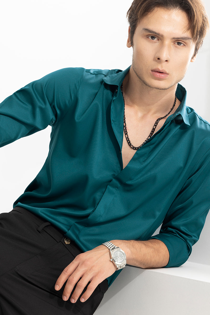 Satiny Teal Green Shirt