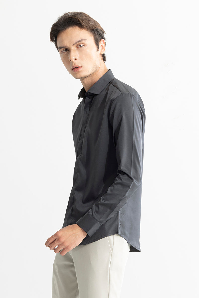 Satiny Sable Black Shirt