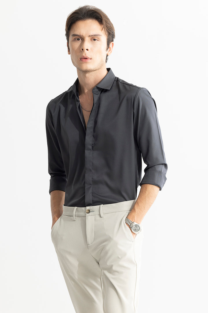 Satiny Sable Black Shirt