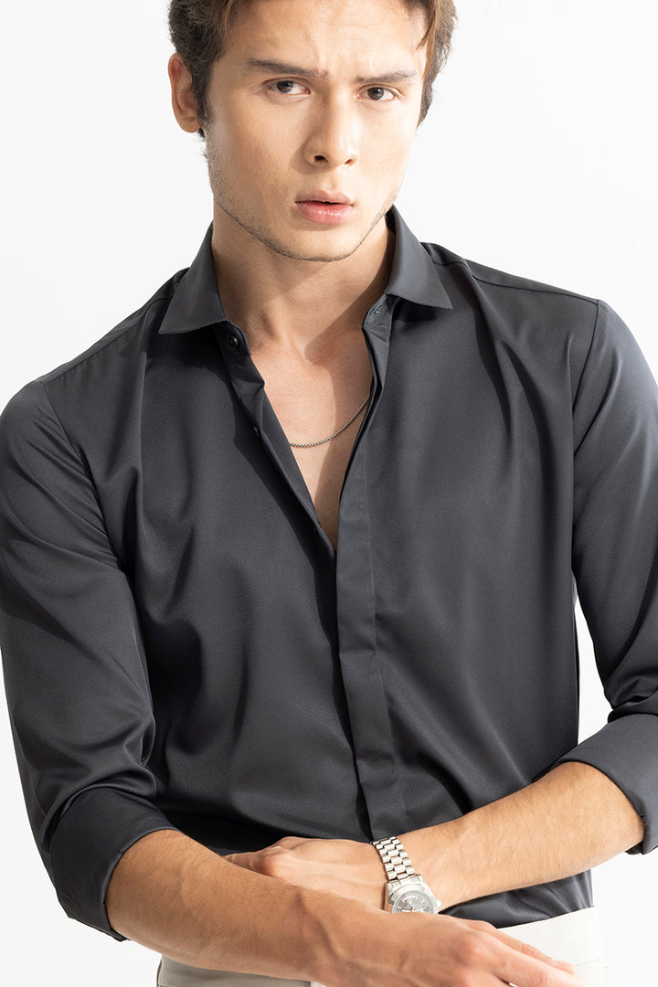 Satiny Sable Black Shirt