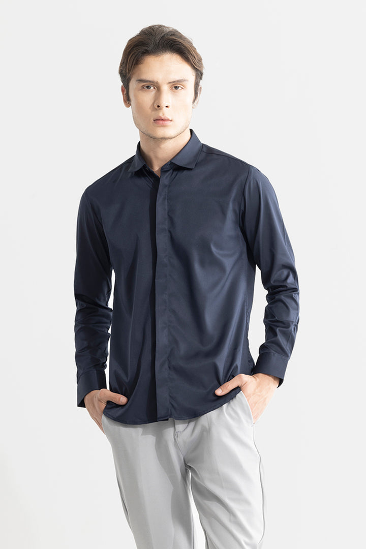 Satiny Navy Shirt