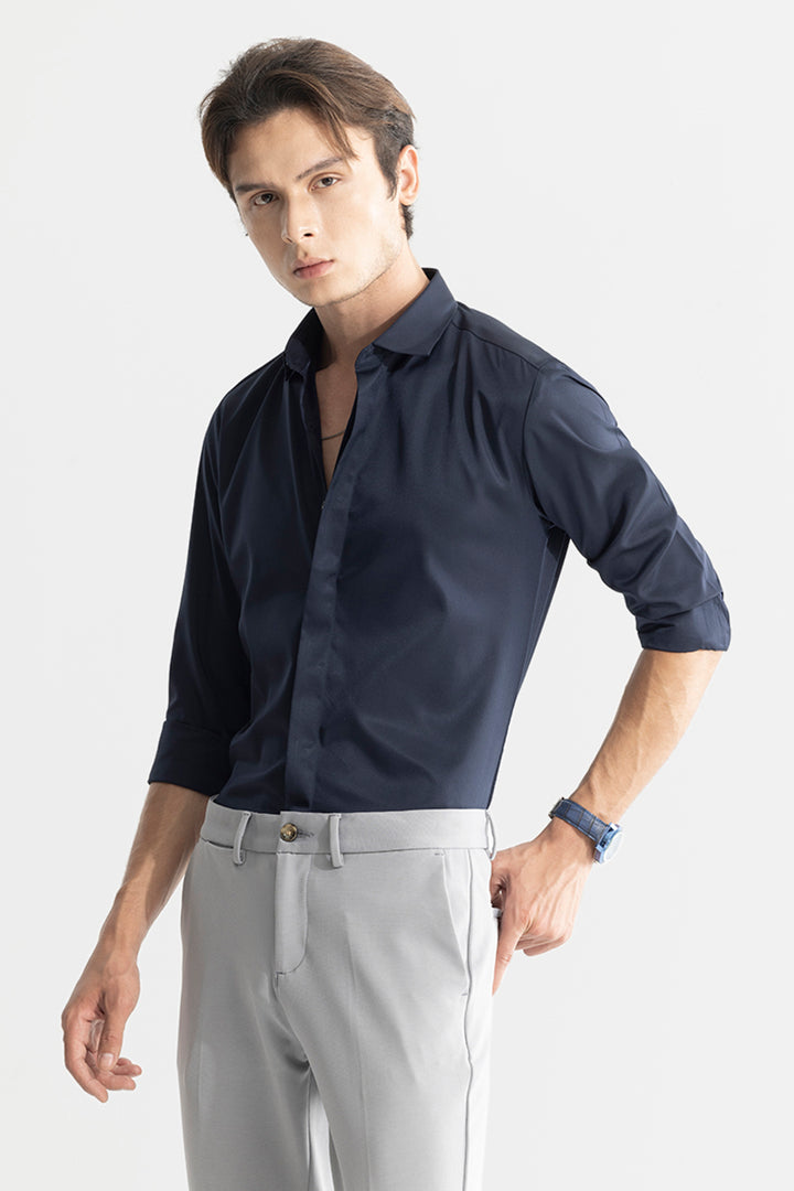 Satiny Navy Shirt