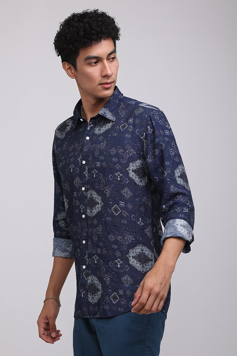 Lucas Blue Printed Shirt