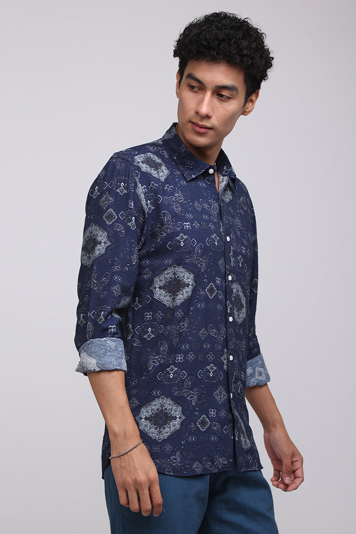 Lucas Blue Printed Shirt