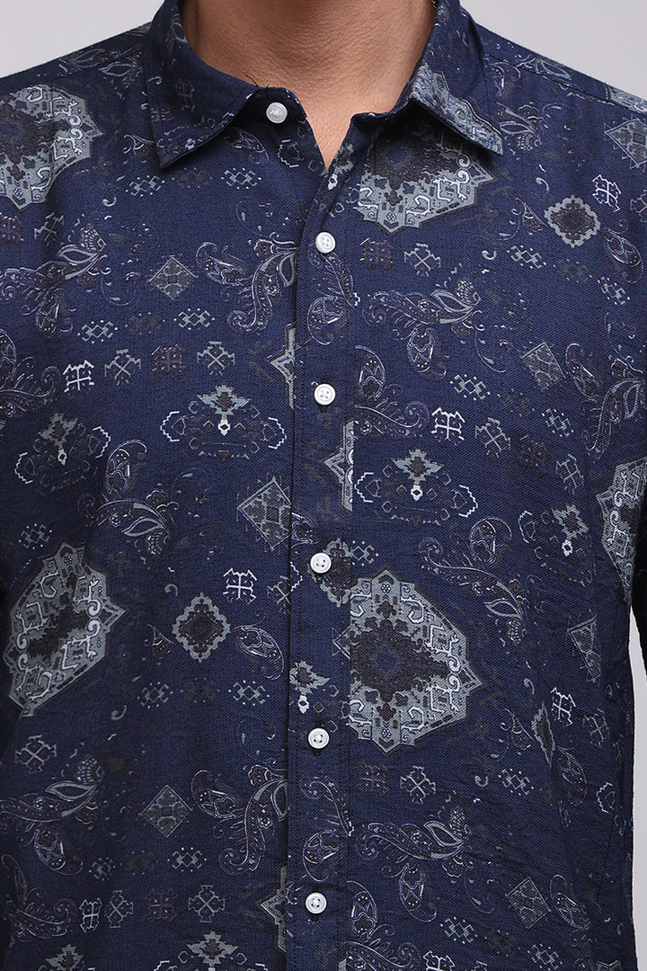 Lucas Blue Printed Shirt