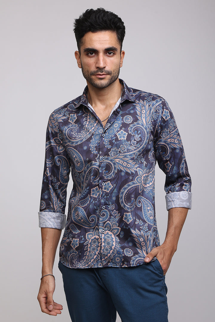 Floral Spray Blue Shirt