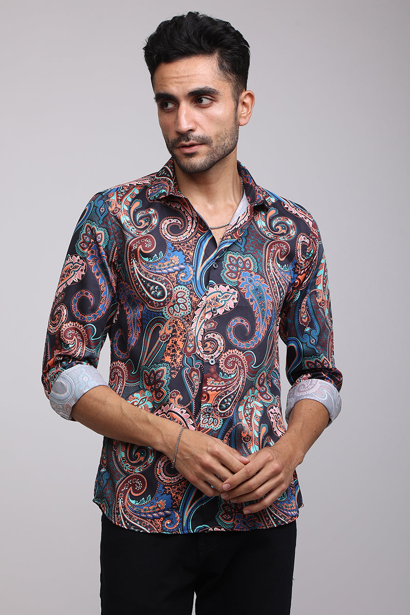 Buy Men's Paisley Print Multicolour Shirt Online | SNITCH
