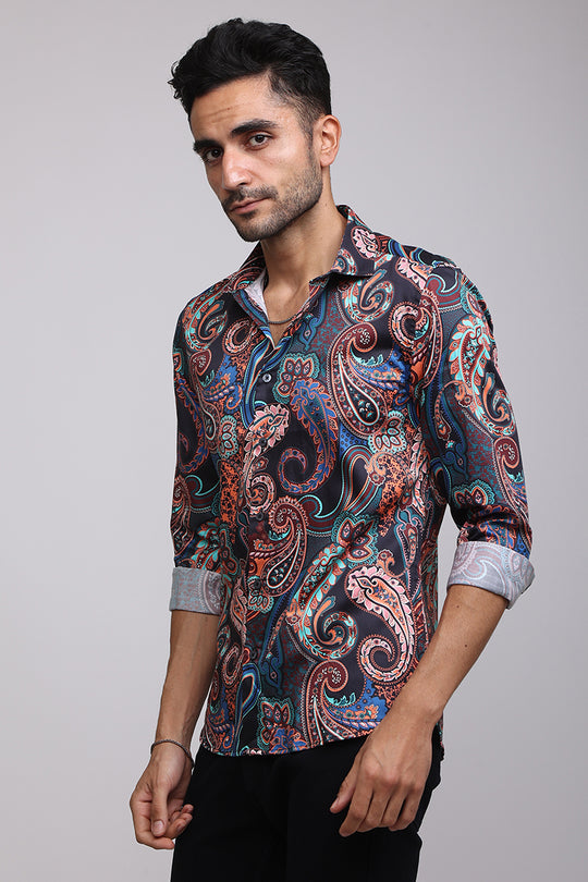 Buy Men's Paisley Print Multicolour Shirt Online | SNITCH