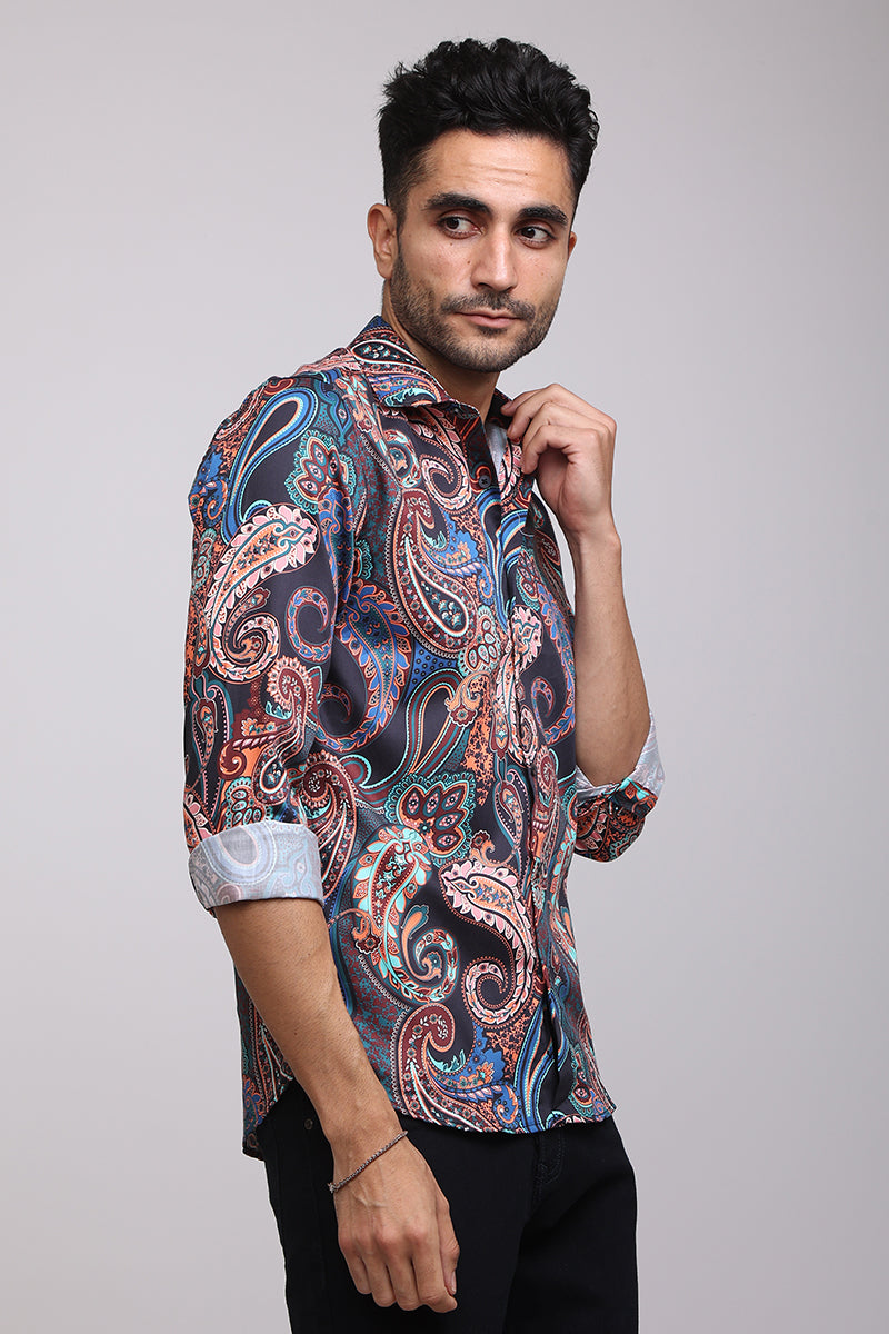 Buy Men's Paisley Print Multicolour Shirt Online | SNITCH