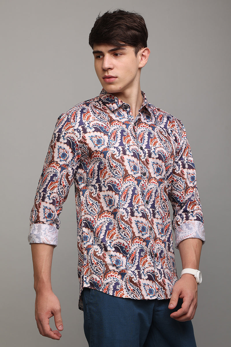 Wave Paisley White Shirt