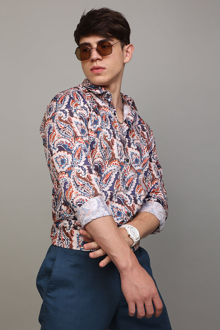 Wave Paisley White Shirt