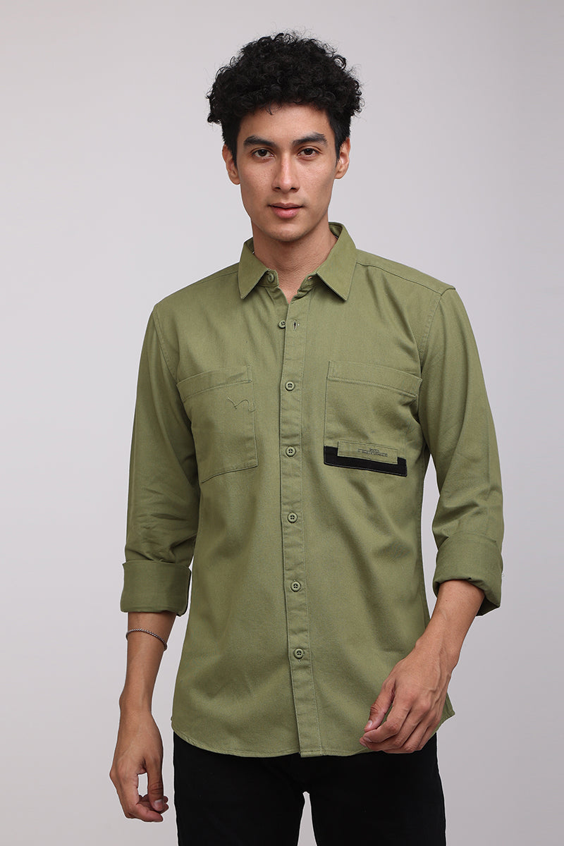 Twin Pocket Olive Shirt