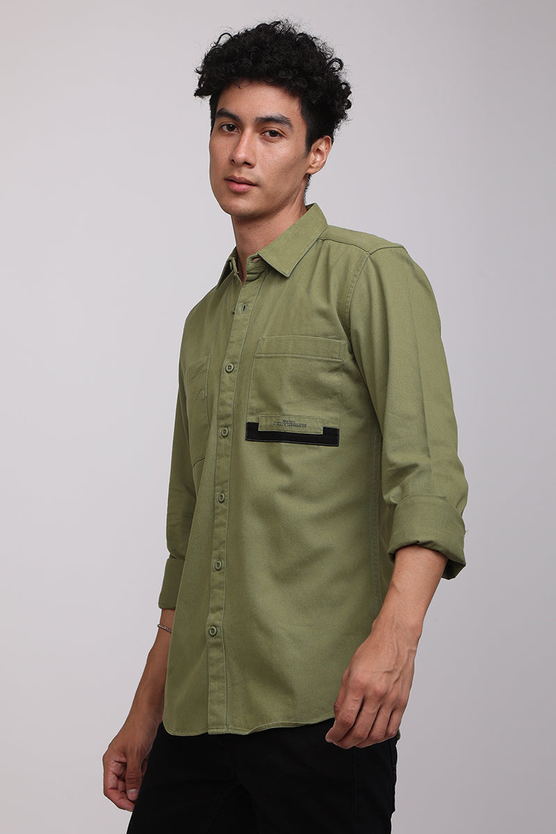 Twin Pocket Olive Shirt