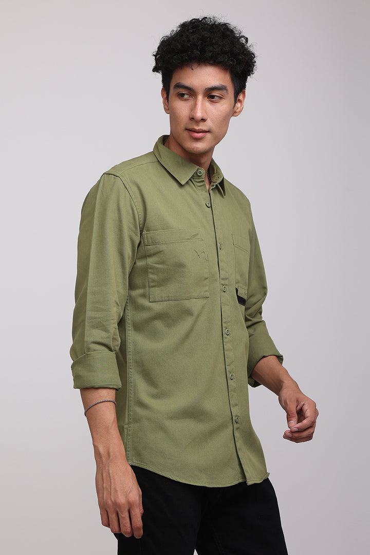 Twin Pocket Olive Shirt