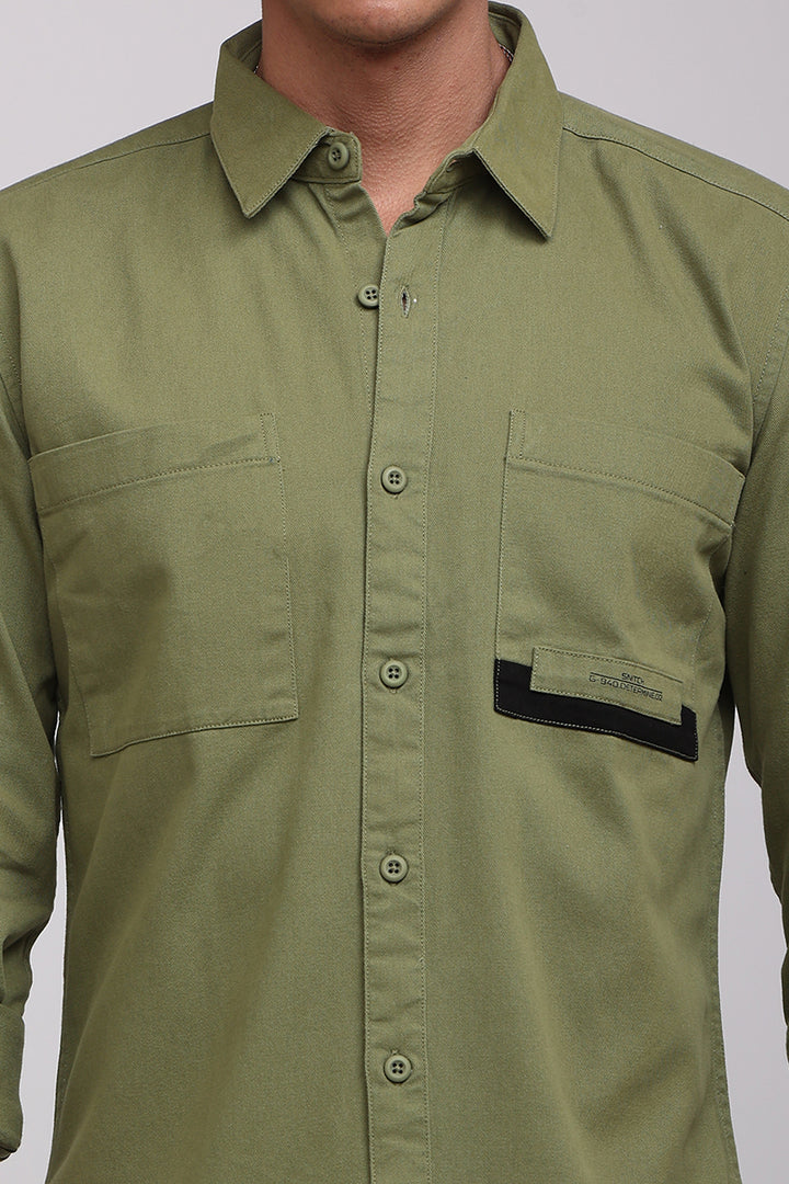 Twin Pocket Olive Shirt