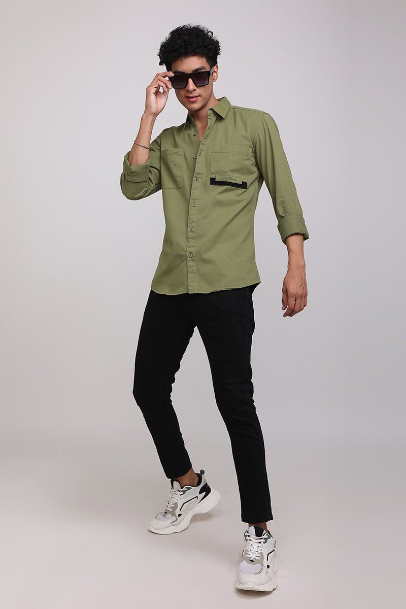 Twin Pocket Olive Shirt