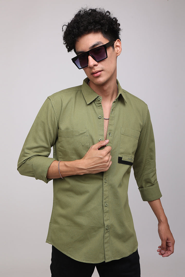 Twin Pocket Olive Shirt