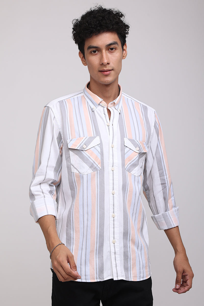 Buy Men's Radiant Stripe Blue Shirt Online | SNITCH