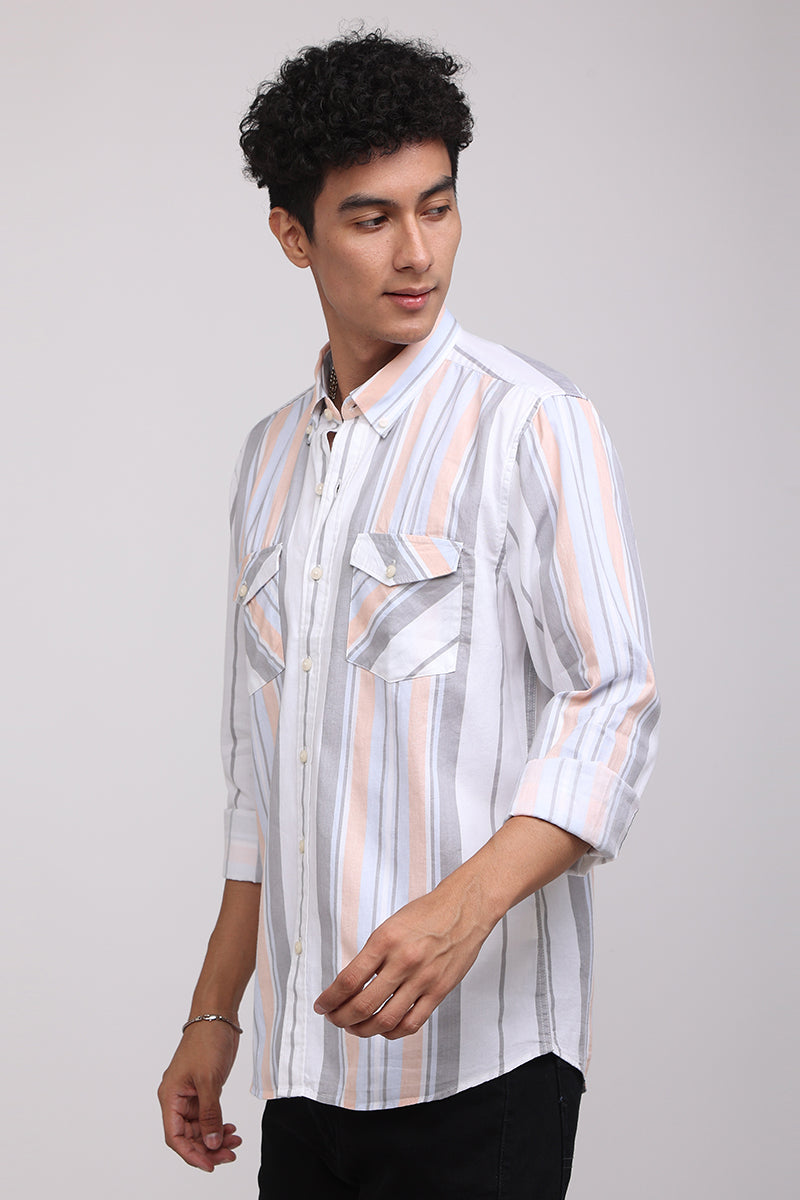 Buy Men's Radiant Stripe Blue Shirt Online | SNITCH
