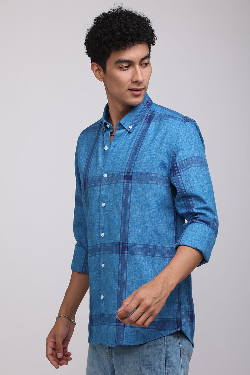 Portrait Saphire Blue Checks Shirt