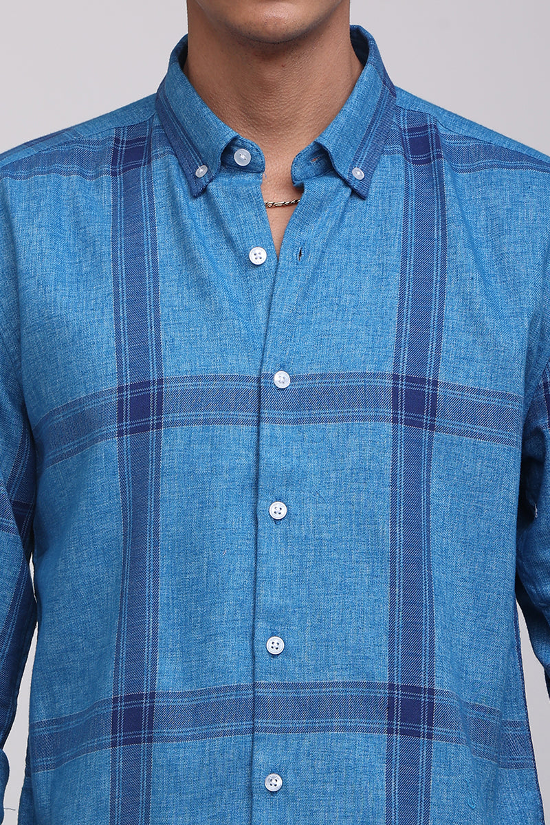 Portrait Saphire Blue Checks Shirt