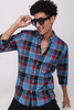 Portrait Cobalt Blue Checks Shirt