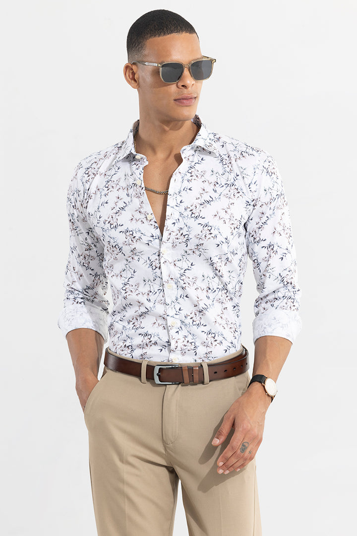 Pecan Leaf White Shirt