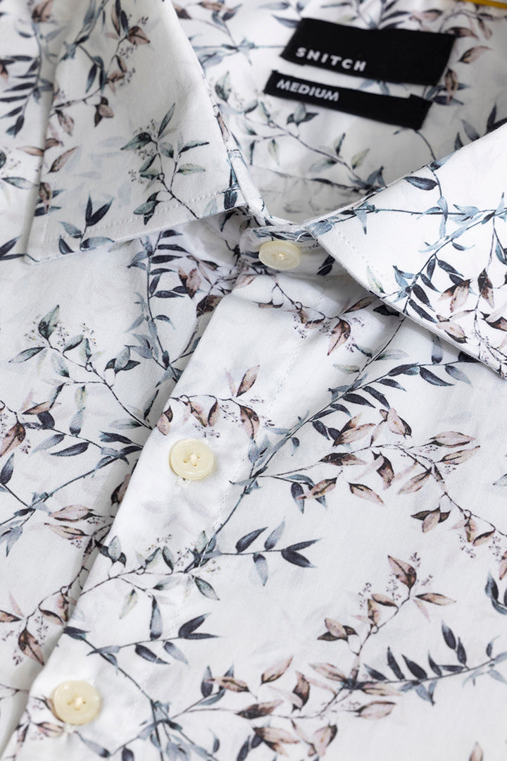 Pecan Leaf White Shirt