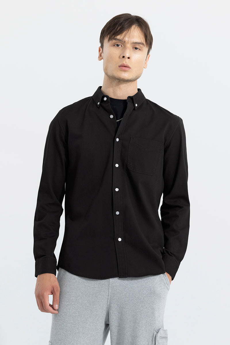 V Pocket Black Shirt