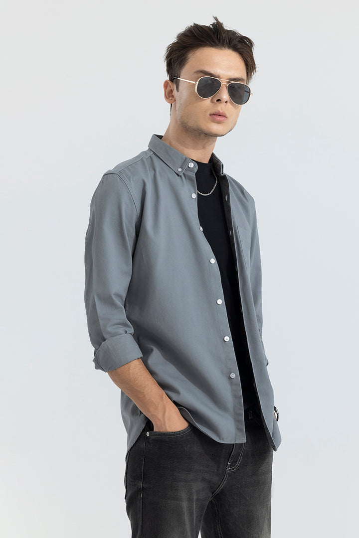 V Pocket Steel Blue Shirt