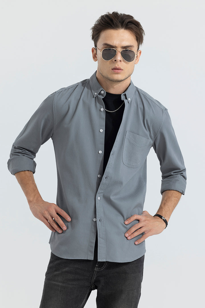 V Pocket Steel Blue Shirt