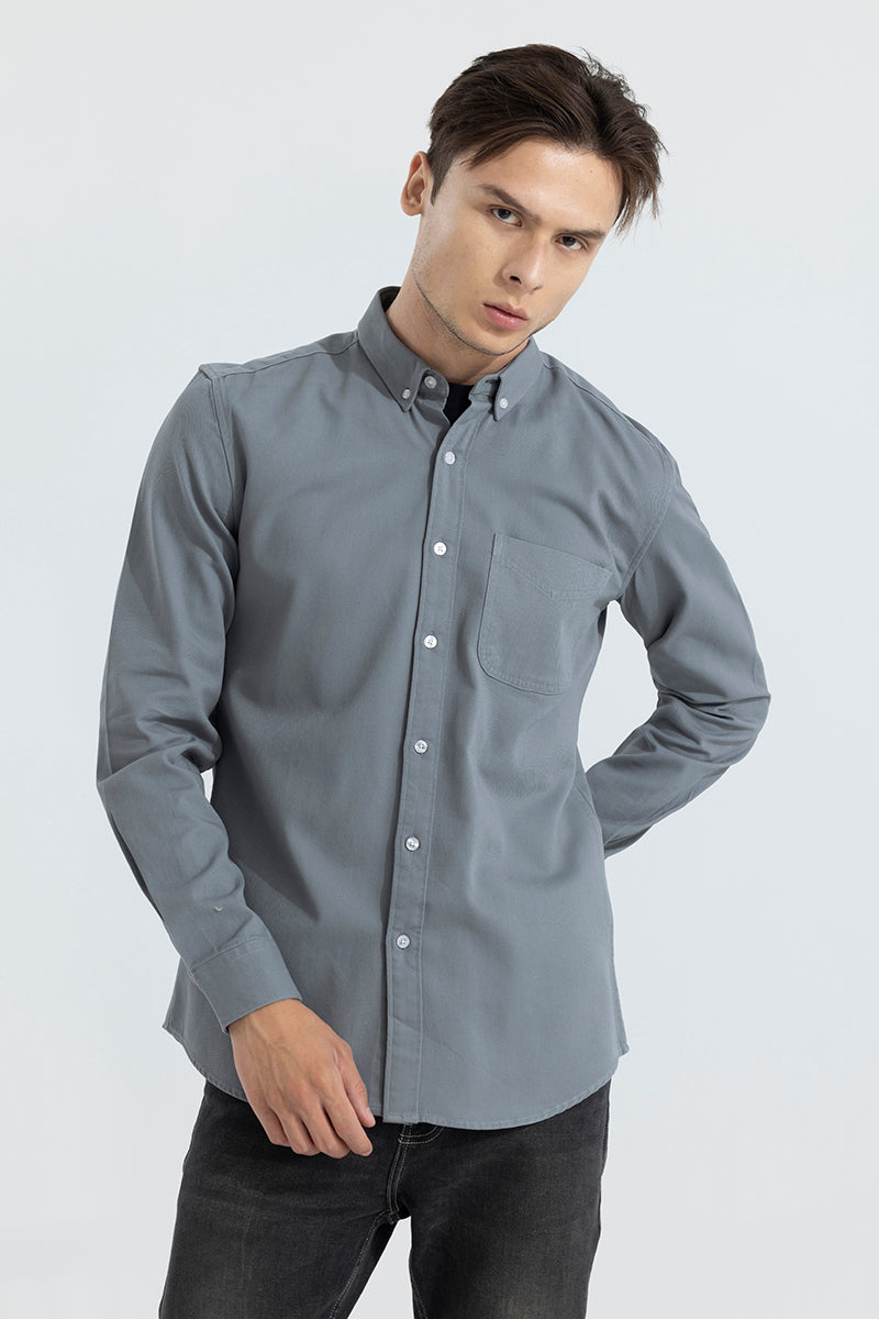 V Pocket Steel Blue Shirt