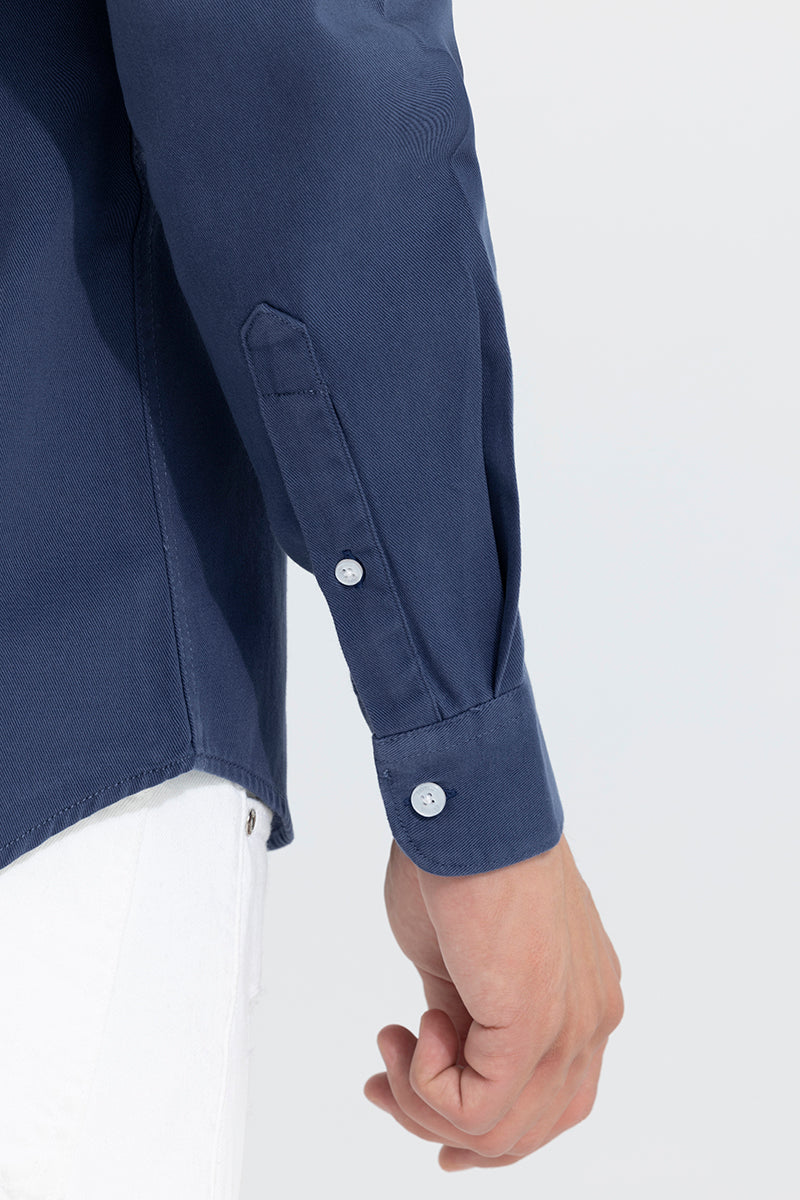 V Pocket Blue Shirt