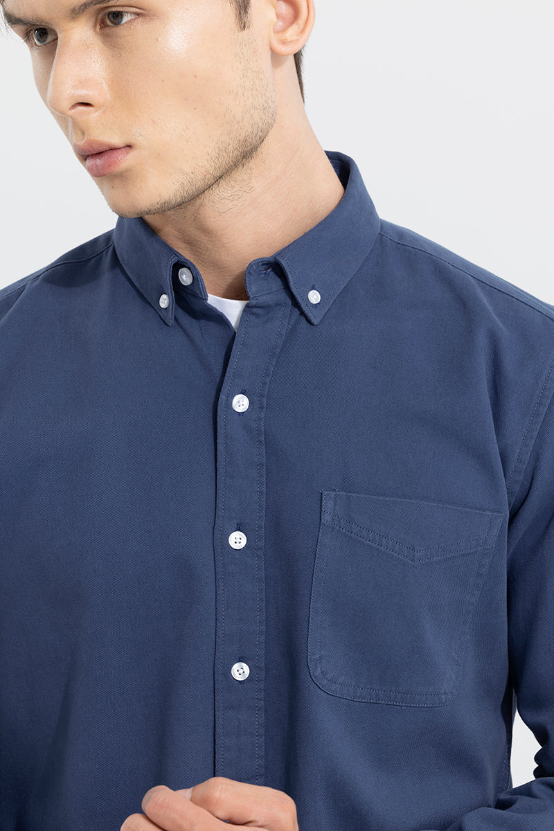 V Pocket Blue Shirt