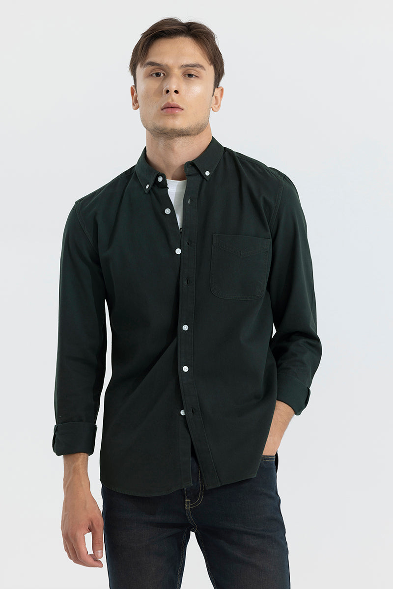 V Pocket Dark Green Shirt