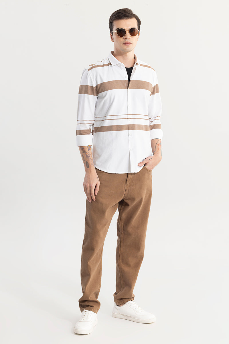 Horizontal Lines Brown Shirt