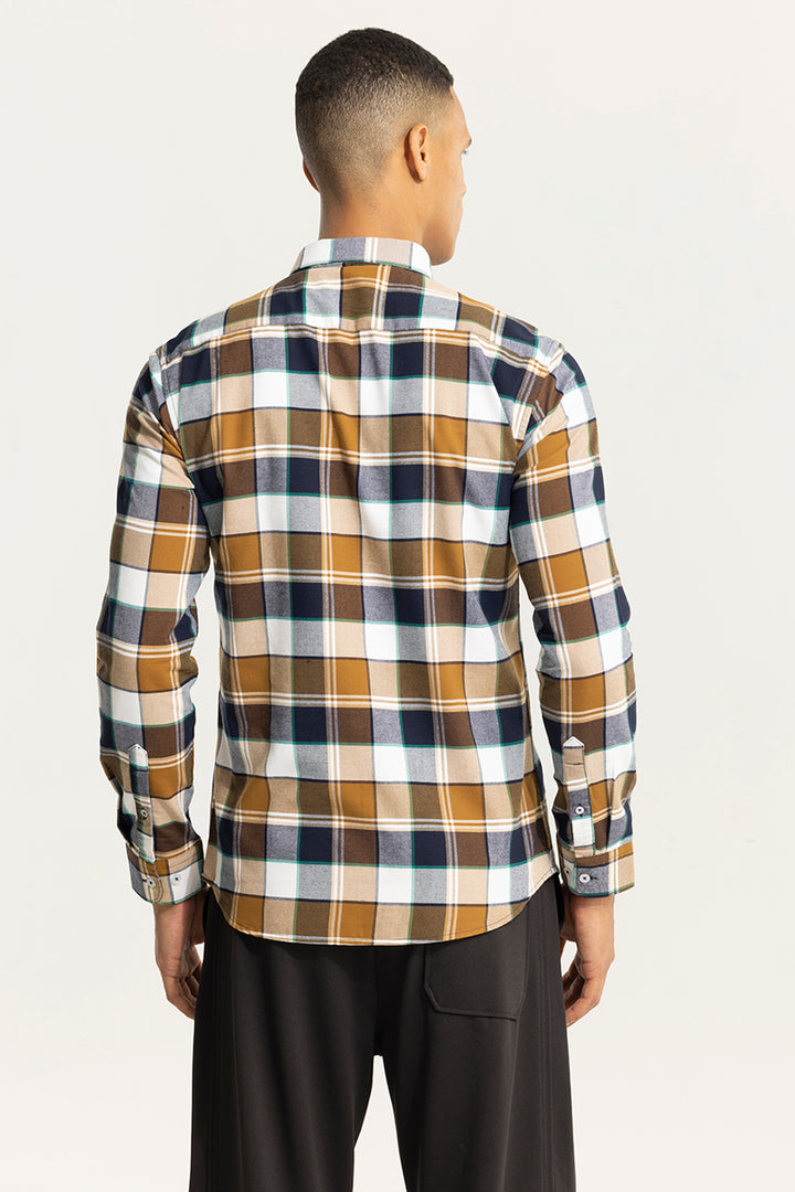 Bold Block Line Mustard Checks Shirts