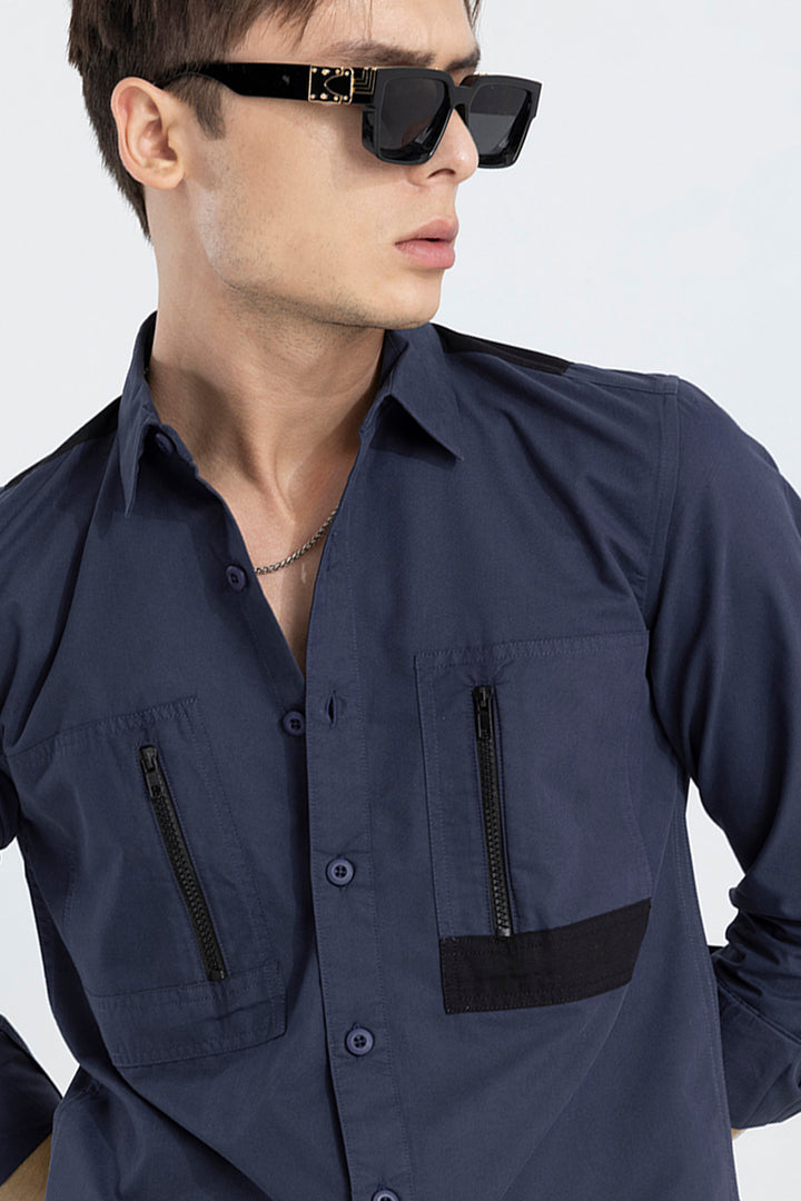 Double Zipper Navy Shirt